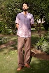 Asuka_Purple Linen Embroidery Ombre Lavender Shirt _at_Aza_Fashions