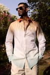 Buy_Asuka_Multi Color Linen Embroidery Ombre Dyed Hand Shirt _at_Aza_Fashions