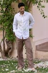 Shop_Asuka_White Linen Embroidery Verdant Realm Shirt _at_Aza_Fashions