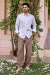 Buy_Asuka_White Linen Embroidery Verdant Realm Shirt _Online_at_Aza_Fashions