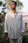Buy_Asuka_Cream Linen Embroidery Herbarium Sketch Shirt _at_Aza_Fashions