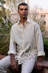 Shop_Asuka_Cream Linen Embroidery Herbarium Sketch Shirt _at_Aza_Fashions