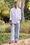 Shop_Asuka_White Linen Embroidery Oasis Hem Shirt _Online_at_Aza_Fashions