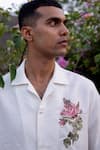Buy_Asuka_White Linen Embroidery Cuban-collar Shirt _Online_at_Aza_Fashions