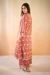 Nero India_Pink Cotton Cut Work V-neck Rosy Chintz Kurta And Pants _Online_at_Aza_Fashions