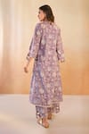 Nero India_Mauve Cotton Embroidery, Cut Work V-neck Chintz Kurta And Pants _Online_at_Aza_Fashions