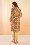 Nero India_Red Cotton Embroidery V-neck Ruby Petal Scallop Kurta And Pant Set _Online_at_Aza_Fashions