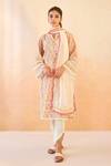 Buy_Nero India_Pink Cotton Lace V-neck Charm Kurta With Tulip Pants _at_Aza_Fashions