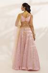 Shop_Manisha Soni Couture_Pink Georgette, Net Sequins, Beads Halter Neck Designer Bandhani Lehenga Set _at_Aza_Fashions