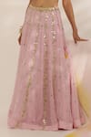 Manisha Soni Couture_Pink Georgette, Net Sequins, Beads Halter Neck Designer Bandhani Lehenga Set _Online_at_Aza_Fashions