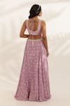 Shop_Manisha Soni Couture_Lavender Silk Satin, Net, Organza Sequins, Beads Bandhani Designer Lehenga Set _at_Aza_Fashions