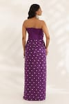 Shop_Manisha Soni Couture_Purple Satin, Silk Beads Off-shoulder Bandhani Hand Embroidered Set _at_Aza_Fashions