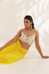 Buy_Manisha Soni Couture_Yellow Georgette, Net Embroidery Scoop Neck Bandhani Draped Skirt Set _Online