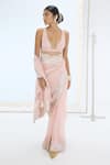 Buy_Ekaya Banaras_Pink Organza, Silk Pearls Designer Handwoven Saree And Blouse _Online_at_Aza_Fashions