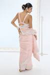Shop_Ekaya Banaras_Pink Organza, Silk Pearls Designer Handwoven Saree And Blouse _at_Aza_Fashions