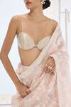 Buy_Ekaya Banaras_Peach Organza Pearls Designer Handwoven Saree Set _Online_at_Aza_Fashions