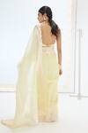 Shop_Ekaya Banaras_Yellow Organza, Silk Pearls Designer Lemon Saree And Unstitched Blouse _at_Aza_Fashions