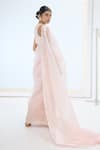 Shop_Ekaya Banaras_Peach Organza Pearls Handwoven Silk Saree Set _at_Aza_Fashions