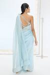 Shop_Ekaya Banaras_Blue Organza, Silk Pearls The Luna Saree In _at_Aza_Fashions