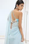 Ekaya Banaras_Blue Organza, Silk Pearls The Luna Saree In _Online_at_Aza_Fashions