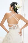 Buy_Ekaya Banaras_Off White Organza, Silk Pearls Designer Saree And Blouse Set _Online_at_Aza_Fashions
