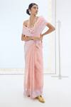 Buy_Ekaya Banaras_Peach Organza, Silk Embroidery The Lexi Saree In _at_Aza_Fashions