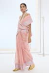 Ekaya Banaras_Peach Organza, Silk Embroidery The Lexi Saree In _Online_at_Aza_Fashions