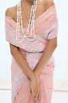 Buy_Ekaya Banaras_Peach Organza, Silk Embroidery The Lexi Saree In _Online_at_Aza_Fashions