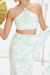 Buy_Ekaya Banaras_Green Silk Pearls Handwoven Designer Saree Set _Online_at_Aza_Fashions