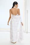 Shop_Ekaya Banaras_Off White Silk Pearls Halter Neck Designer Handwoven Saree And Blouse _at_Aza_Fashions
