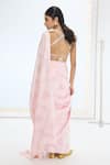 Shop_Ekaya Banaras_Silver Silk Pearls Designer Handwoven Pink Saree Set _at_Aza_Fashions