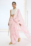 Ekaya Banaras_Silver Silk Pearls Designer Handwoven Pink Saree Set _Online_at_Aza_Fashions