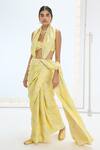 Ekaya Banaras_Yellow Silk Pearls Designer Handwoven Saree _Online_at_Aza_Fashions