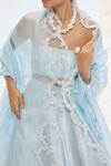 Buy_Ekaya Banaras_Blue Silk Pearls Aqua Green Handwoven Lehenga Set _Online_at_Aza_Fashions