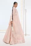 Shop_Ekaya Banaras_Peach Silk Pearls Handwoven Lehenga Set _at_Aza_Fashions