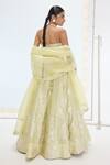 Shop_Ekaya Banaras_Green Silk Pearls Pista Handwoven Lehenga Set _at_Aza_Fashions