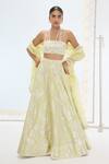 Buy_Ekaya Banaras_Green Silk Pearls Pista Handwoven Lehenga Set _at_Aza_Fashions