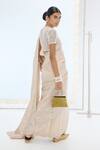 Shop_Ekaya Banaras_Peach Tissue, Silk Pearls Handwoven Saree Set _at_Aza_Fashions