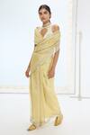 Buy_Ekaya Banaras_Off White Tissue Pearls Handwoven Crushed Silk Saree Set _at_Aza_Fashions