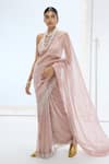 Buy_Ekaya Banaras_Mauve Tissue Pearls Handwoven Crushed Silk Saree _at_Aza_Fashions