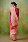 Shop_Dressfolk_Multi Color Linen V-neck Ombre Magenta Handloom Saree _at_Aza_Fashions