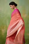 Buy_Dressfolk_Multi Color Linen V-neck Ombre Magenta Handloom Saree 