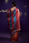 Shop_Dressfolk_Orange Silk V-neck Handloom Saree Set _at_Aza_Fashions