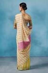 Shop_Dressfolk_Green Linen Round Neck Light And Peach Handloom Saree _at_Aza_Fashions