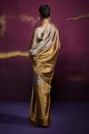 Shop_Dressfolk_Silver Tissue V-neck Handloom Designer Saree Set _at_Aza_Fashions