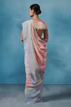 Shop_Dressfolk_Pink Linen Round Neck Multi-color Handloom Saree _at_Aza_Fashions