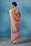 Shop_Dressfolk_Multi Color Linen Round Neck Handloom Designer Saree Set _at_Aza_Fashions