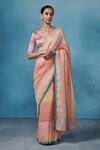 Buy_Dressfolk_Multi Color Linen Round Neck Handloom Designer Saree Set _at_Aza_Fashions