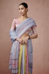 Buy_Dressfolk_Multi Color Linen V-neck Multi-color Handloom Saree Set 