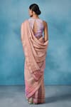 Shop_Dressfolk_Pink Linen Round Neck Pastel Handloom Saree And Blouse _at_Aza_Fashions